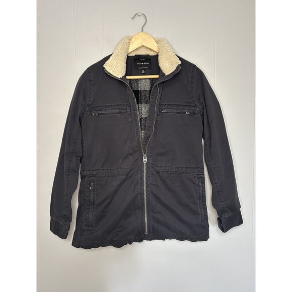 Lucky Brand Mens Flannel Lined Sherpa Neckline Field Utility Jacket SZ S - Picture 1 of 10
